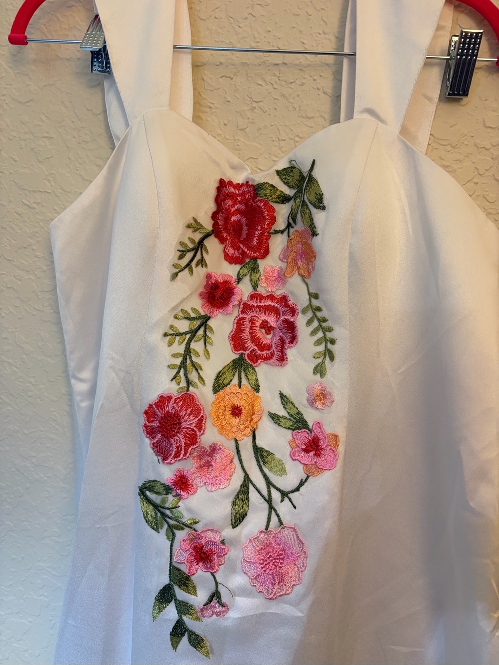 Beautifully embroidered satin dress